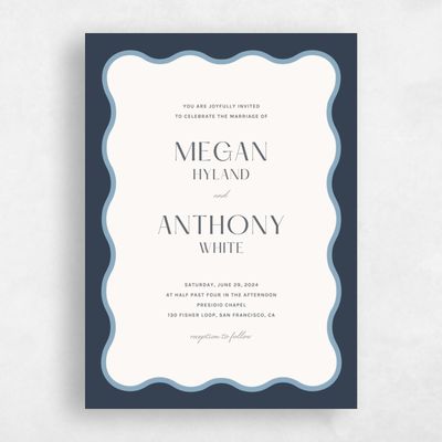 Grayed Navy, Blue Wedding Invitation - Girard Portrait