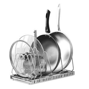 Creatwo Pot Lid Holder Rack Stainless Dish Drying Rack Adjustable Pot Pan Rack Organizer