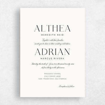 Beige Wedding Invitation - Conrad Portrait