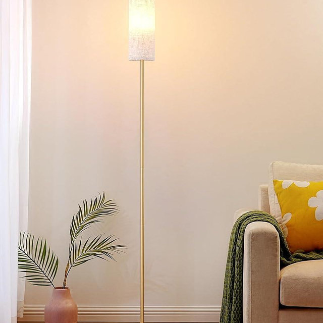 EDISHINE Floor Lamps for Living Room, 63.7in Minimalist Standing Lamp with Foot Pedal Switch, Modern Floor Lamp for Bedroom, Office, Nursery, 3 Color Temperature, 9W Bulb Included, Gold