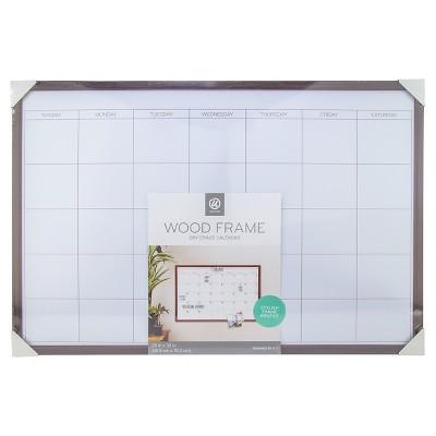 Ubrands Calendar Dry Erase Board with Wood Frame and Magnet, 20" x 30"