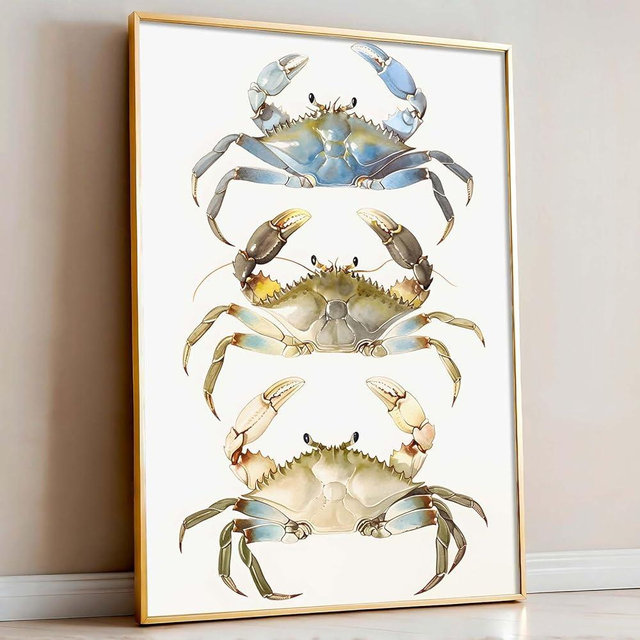 Crab Wall Art Blue Crab Canvas Wall Art Watercolor Ocean Prints Sea Animals Pictures Watercolor Animals Prints Sea Life Poster Maryland Blue Crab Wall Art Children's Room Decor 16x24inch No Frame