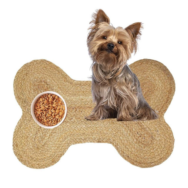Heavenera 16.5X21 inches Pack of 1 Dog Feeding Mat Cat Pet Dining Mat Natural Jute Material Rug Small Mat for Pets (Classic Jute, 16.5"X21")