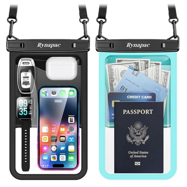 Rynapac 2 Pack Waterproof Phone Pouch - 10in Waterproof Phone Case with Lanyard, IPX8 Cellphone Dry Bag Beach Essentials for iPhone 16 15 14 Pro Max, Galaxy S24 S23 S22 Ultra, Cruise Ship Essentials