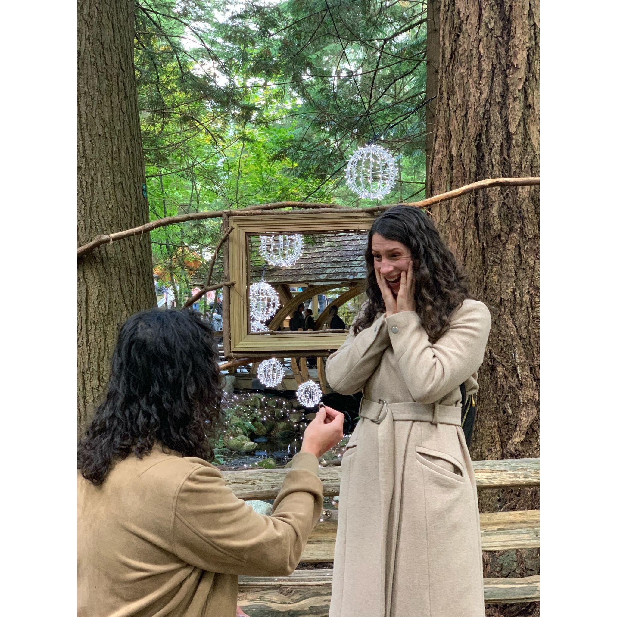We got engaged at Capilano Suspension Bridge Park! 10.13.19