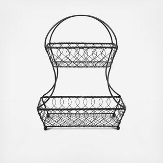 Gourmet Basics Loop & Lattice 2-Tier Flatback Basket