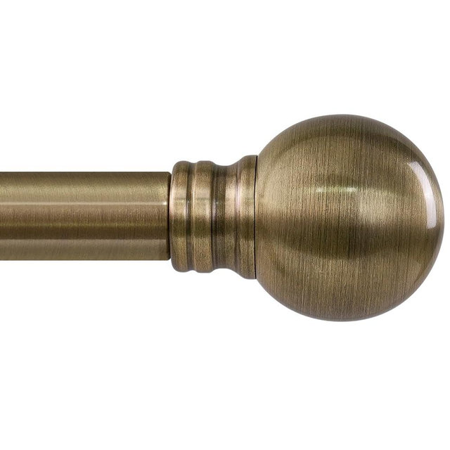 Antique Bronze Curtain Rods for Windows 28 to 48 Inch 1" Diameter Adjustable Heavy Duty Brass Window Curtain Rod with Metal Finials for Living Room Bedroom Farmhouse Kitchen Outdoor