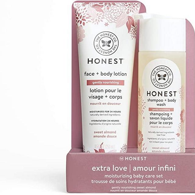 The Honest Company 2Piece Sweet Almond Shampoo + Body Wash (10 Fl. Oz.) Face + Body Lotion (8.5 Fl. Oz.) Bundle | Tear Free | Naturally Derived Ingredients | sulfate & Paraben Free Baby Bath