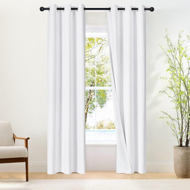 NICETOWN White Blackout Curtains W52 x L84 2 Panels, Grommet Full Blackout Window Treatments Heat Blocking for Bedroom/Living Room