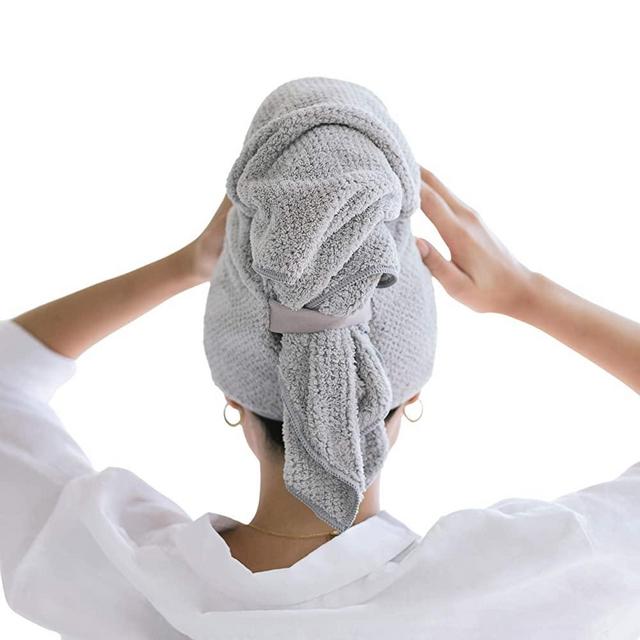 VOLO Hero Microfiber Hair Towel | Super Absorbent, Ultra-Soft, Fast Drying | Reduce Dry Time by 50% | Large, Premium Wrap Towel for All Hair Types | Anti-Frizz, Anti-Breakage, Hands-Free | Luna Gray