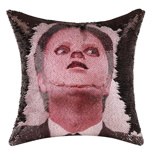 Merrycolor The Office Throw Pillow Cover Dwight Schrute Mask Sequin Pillowcase Mermaid Decorative Cushion Cover Funny Gag Gifts 16 X 16 Inch