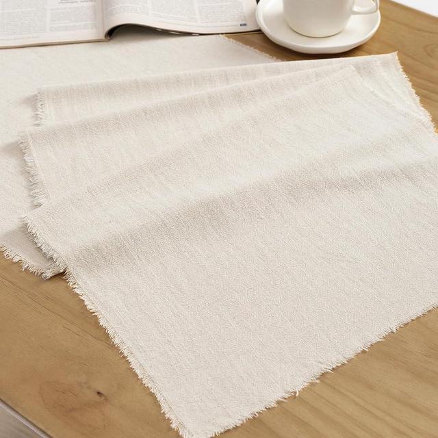 Vitalizart Beige Table Runner 14 x 72 Inches Long Slub Texture Cotton Linen Table Runner for Rustic Home Decorations Dining Room Wedding Decor Reception Bridal Shower Thanksgiving Christmas