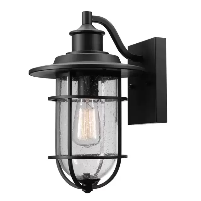 Turner 1-Light Black Outdoor Wall Lantern Sconce