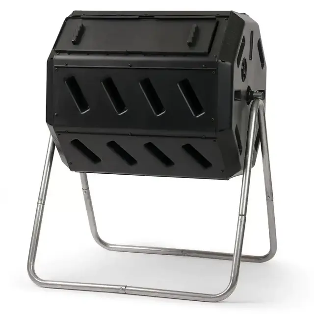 Tumbling Composter with Two Chambers for Efficient Batch Composting