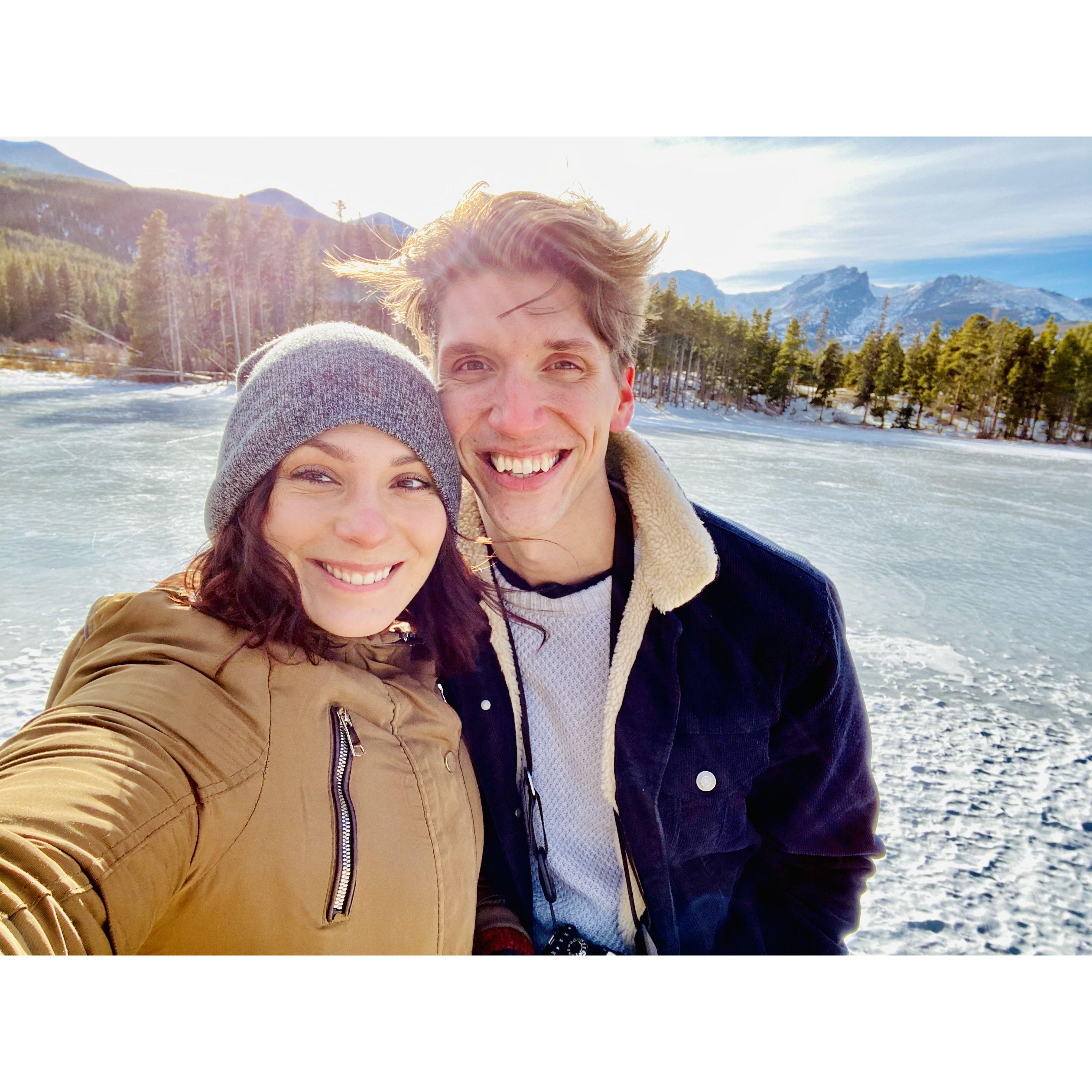 Our winters are spent renting cabins in the snowy Rocky Mountains of Colorado. Estes Park is one of our favorite places to visit right outside of Rocky Mountain National Park.