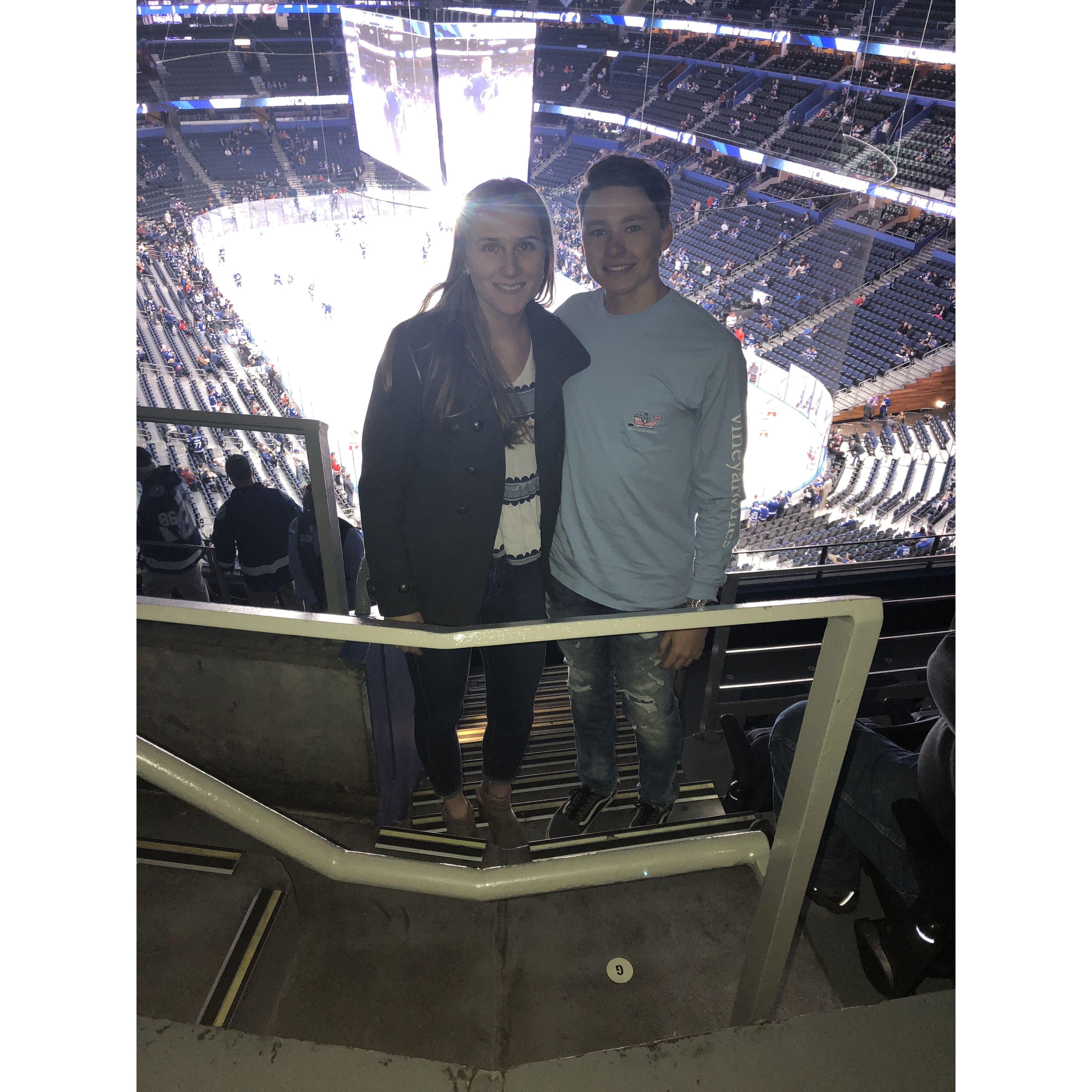 Our first Tampa Bay Lightning game. Go Bolts!