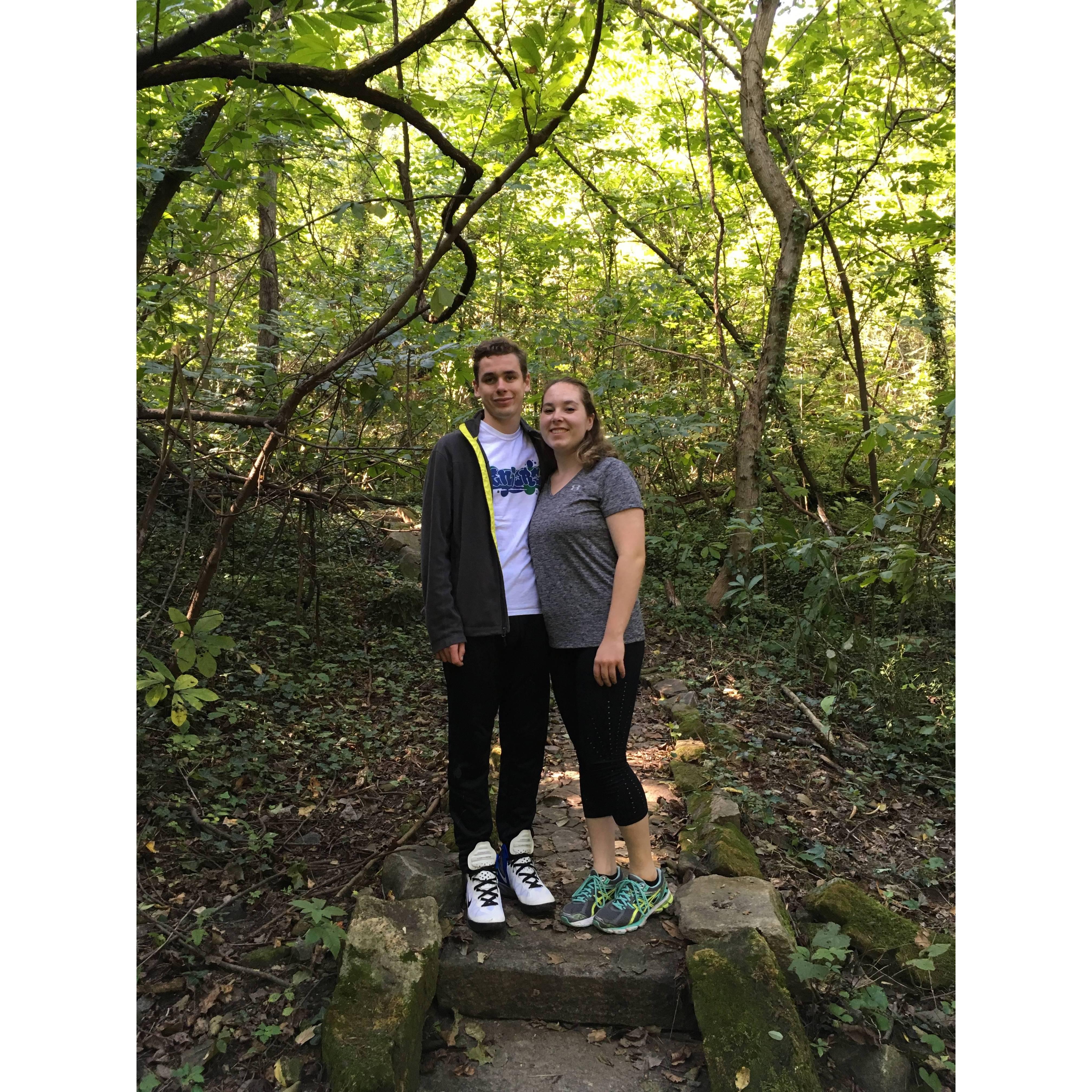 Olivia and Vince on a hike by the James River in Richmond, Virginia.