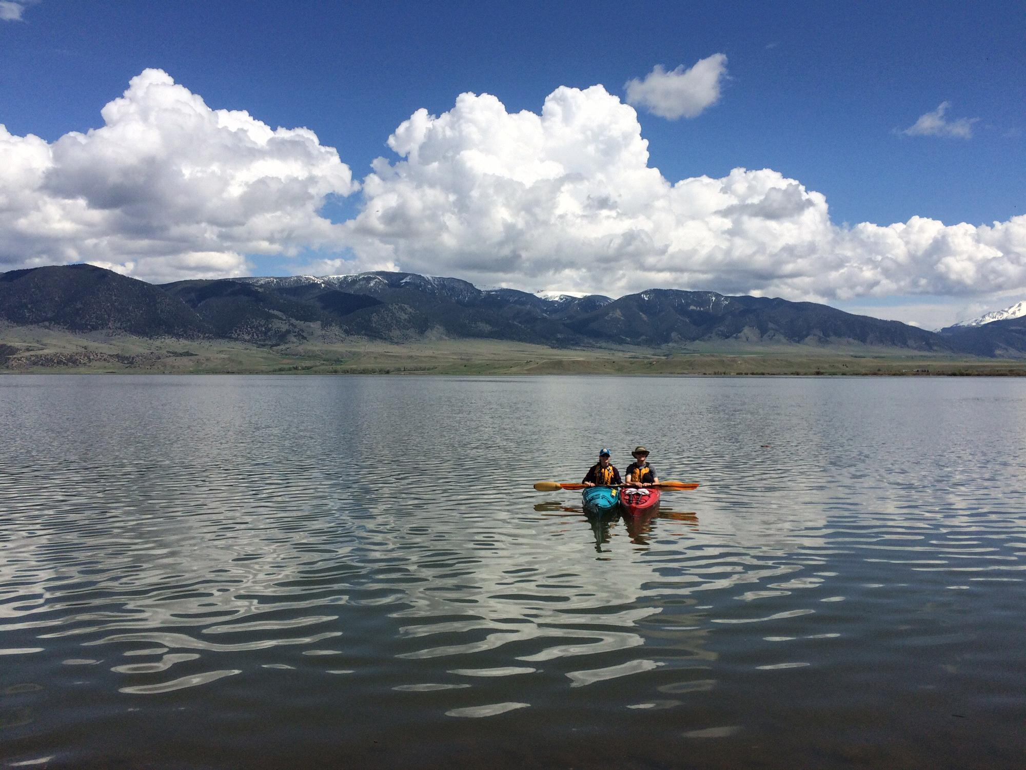 The only pic we have that isn't a selfie of us on our kayaks! Ennis Lake MT