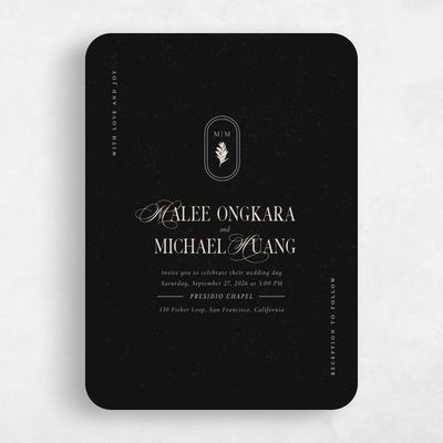 Black Rounded Wedding Invitation - St Lucia Classic