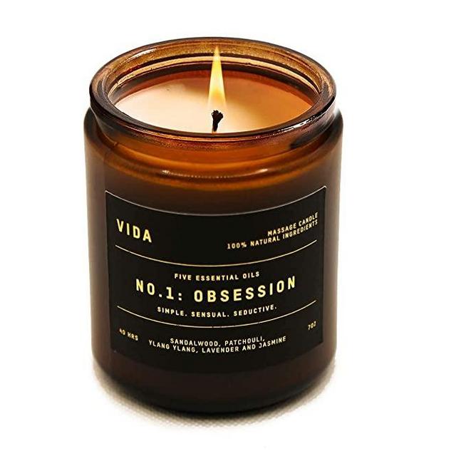 Moisturizing Massage Oil Candle for Sensuality, Stress Relief, Aromatherapy and Skin Care. Softening Body Oil Candle with Premium Essential Oils. 100% Natural, Vegan Ingredients.
