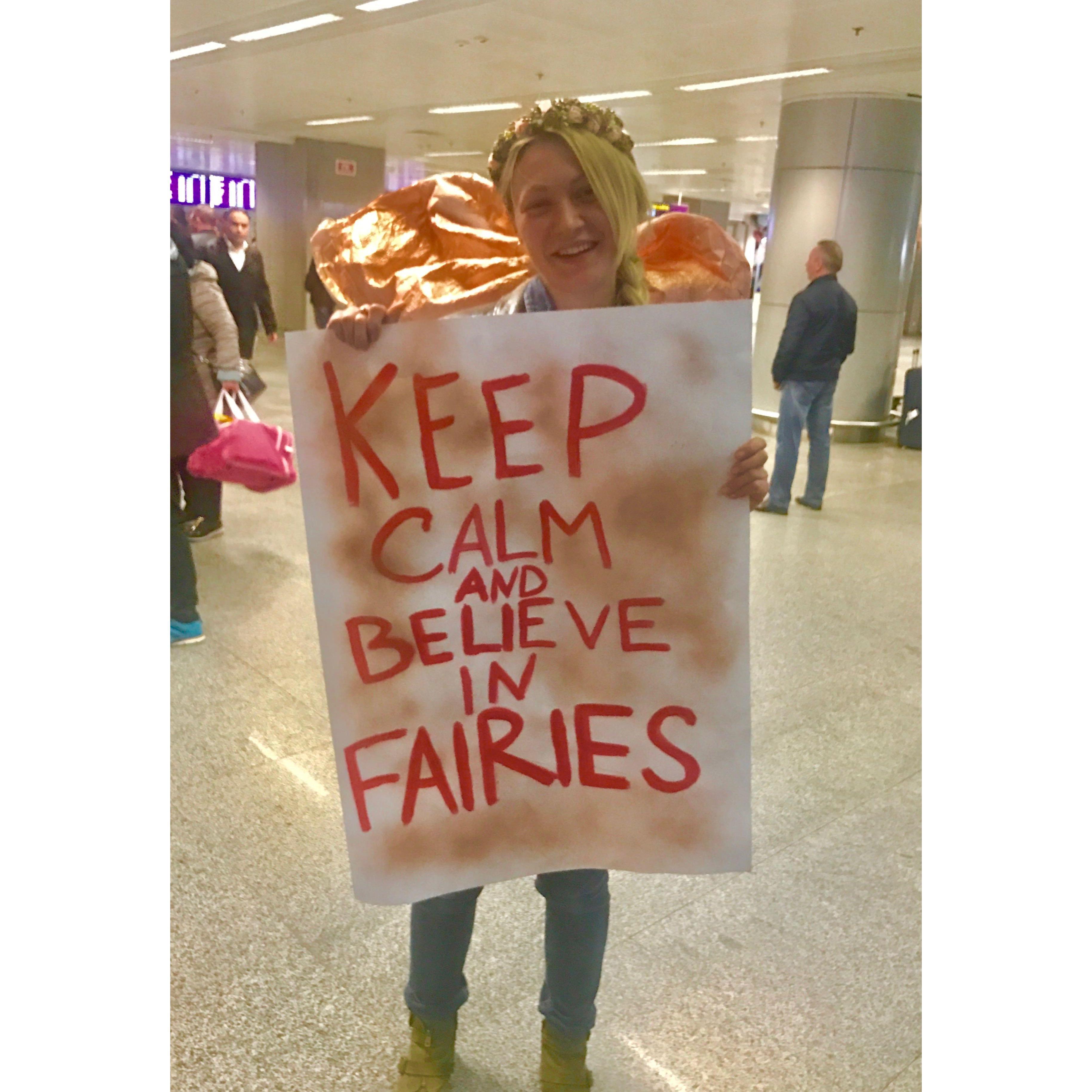 Katya greeting me at the airport in Kiev, Ukraine.  This picture says it all !