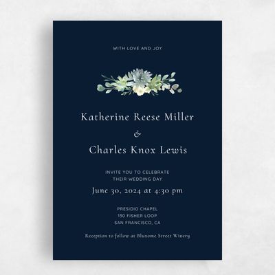 Navy, Blue Wedding Invitation - Cricket Classic