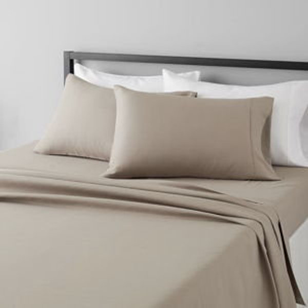 Amazon Basics Lightweight Super Soft Cooling, Breathable Wrinkle Resistant Brushed Microfiber 4-Piece Sheet Set with 14-Inch Deep Pockets, Queen, Taupe, Solid