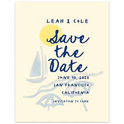 Blue Wedding Digital Save the Date - Spiaggia Portrait