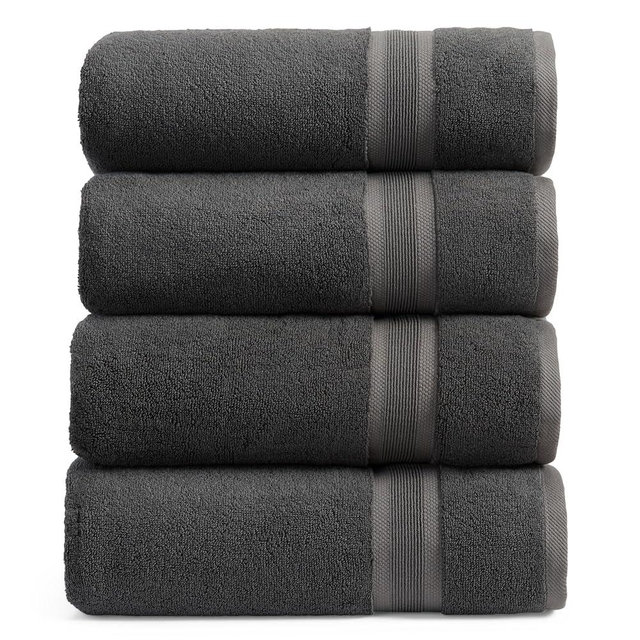 Springtree Home Luxury Viscose from Bamboo Bath Towel Set of 4 | 35% Viscose from Bamboo - 65% Cotton | Absorbent Quick-Dry Towels for Bathroom | Oeko-TEX Standard 100 Cotton | Iron Grey
