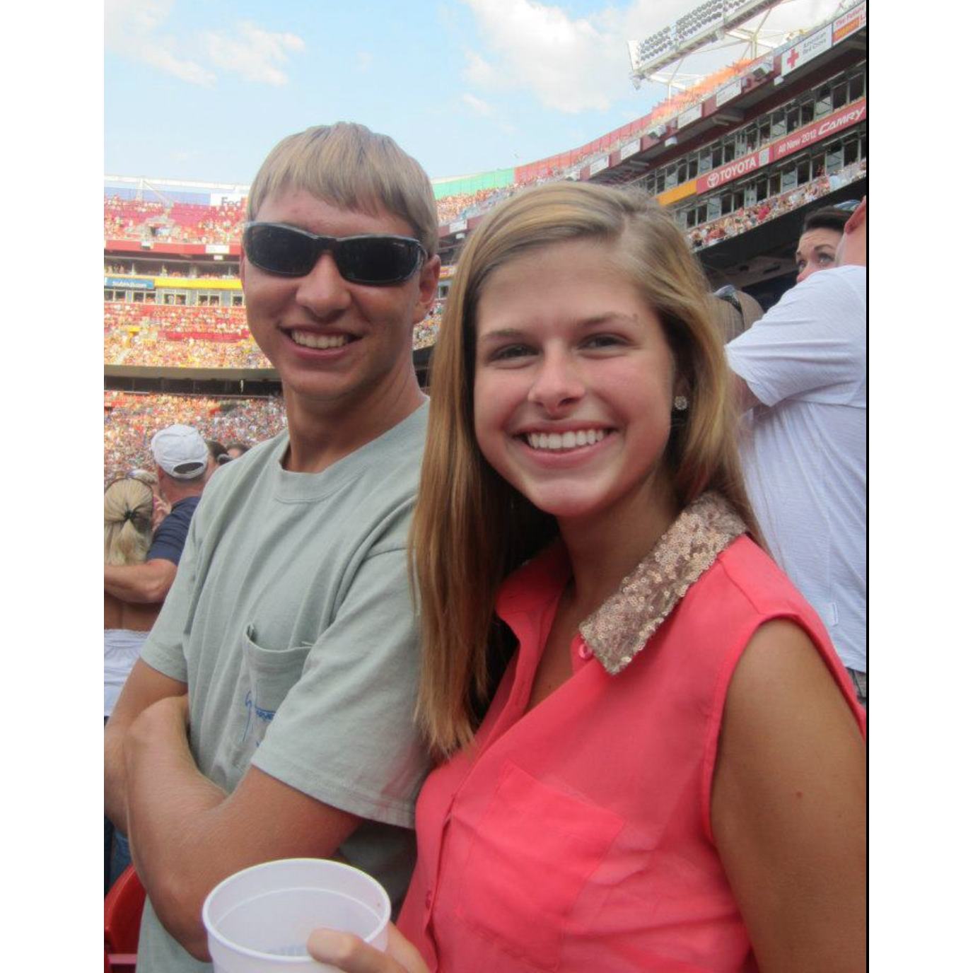 Our first concert together - August 2012 at FedEx Field. Those sunglasses shortly disappeared after this night. LOL