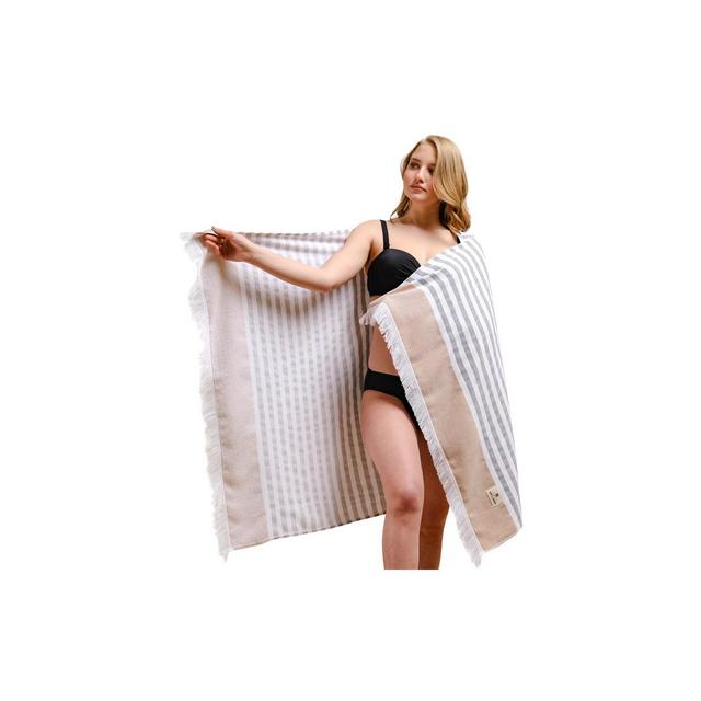 American Soft Linen Peshtemal Beach Towel, 100% Cotton Peshtemal Towels, 35 in by 60 in Quick Drying Peshtemal for Beach and Pool, Brown