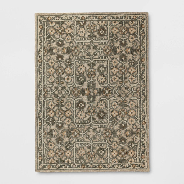 5'x7' Handtufted Textural Floral Area Rug Sage Green - Threshold™