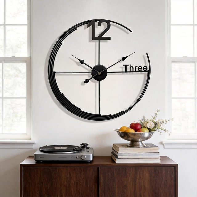 KEQAM Large Wall Clock,Modern Minimalist Wall Clock Round Silent Non-Ticking Battery Operated Decorative Clocks for Living Room/Entryway/Kitchen/Bedroom/Office/Home Metal Wall Decor 24 inch