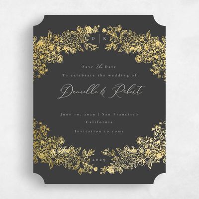 Grey Ticket Wedding Save the Date - Sawyer Portrait Foil