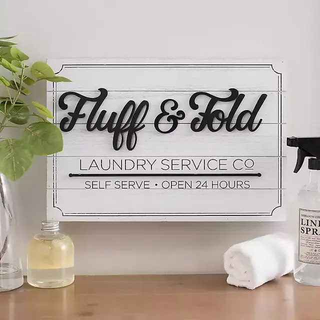 Fluff and Fold Laundry Service Wood Wall Plaque
