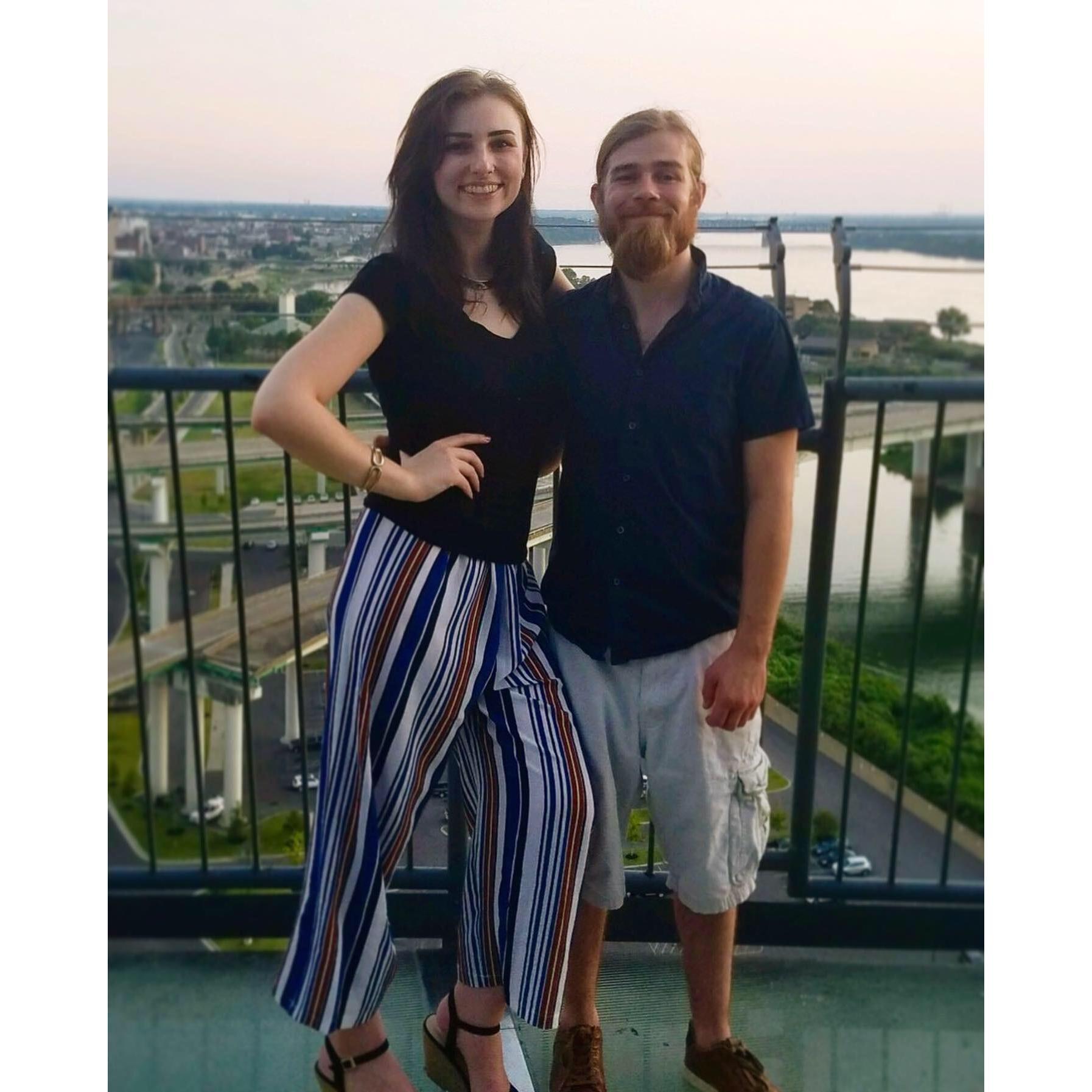This was taken on The Pyramid rooftop in Memphis. We were honored to be there for our special friends' own engagement!