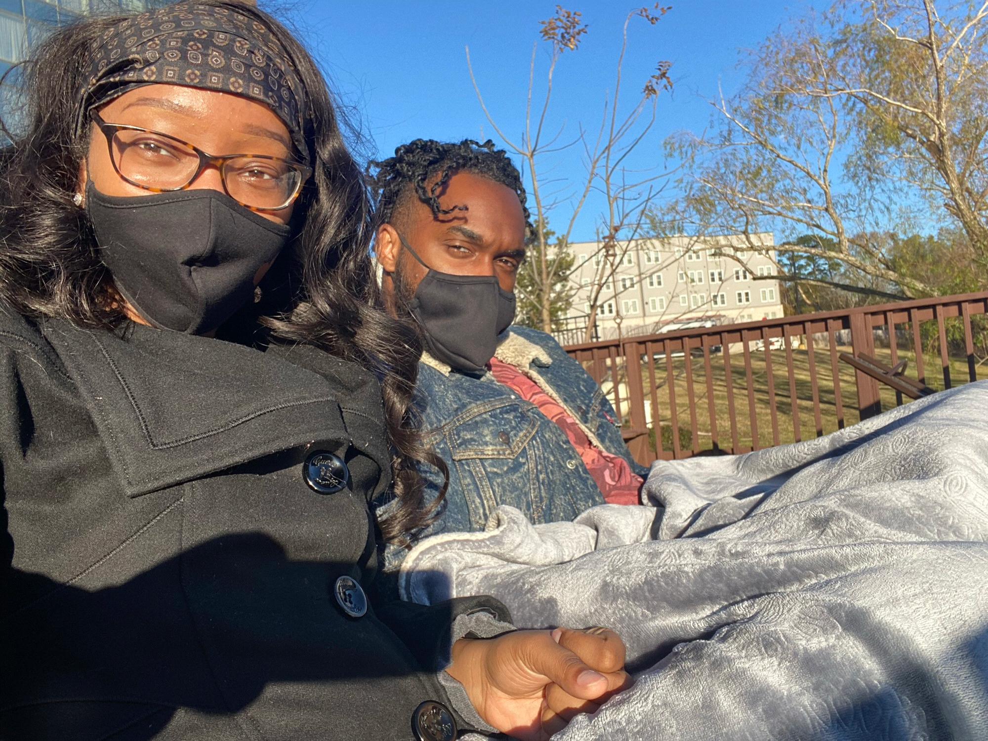 This picture was taken after our engagement, during a pandemic in December while we sat next to a lake in Louisianna.