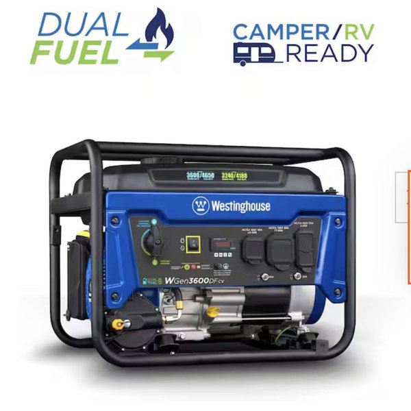 Westinghouse Generator Remote Electric Start 4650 / 3600 -Watt Gasoline/Liquid propane Dual fuel Portable Generator