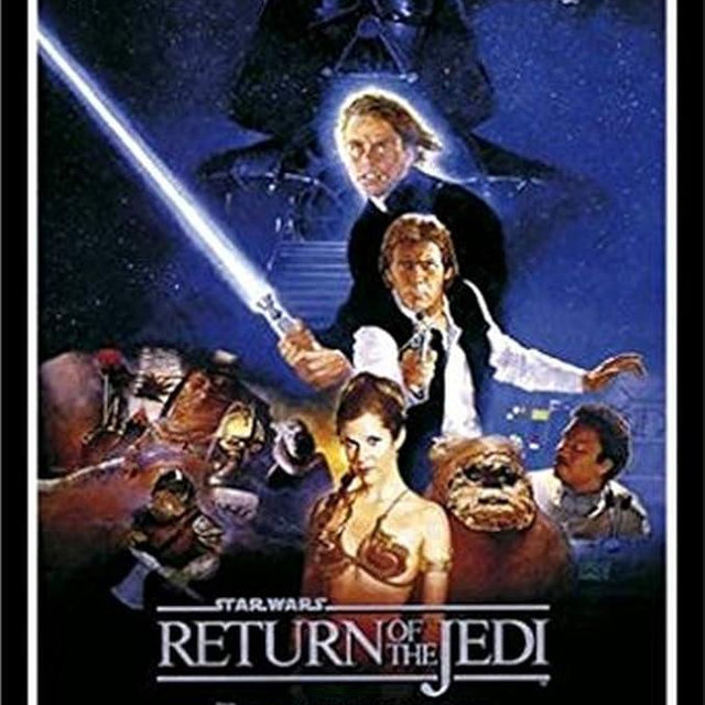 Buyartforless Framed Star Wars Return of The Jedi 36x24 Movie Art Print Poster Harrison Ford Mark Hamill Carrie Fisher Billy Dee Williams George Lucas