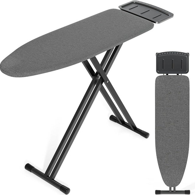 APEXCHASER Ironing Board, Full Size Iron Board, No Assembly, Height Adjustable 28-36 Inches, Reinforced Anti-Skid Legs with Iron Rest, Heat-Resistant Cover, for Home, Laundry, Dorm,13" x 43", Black