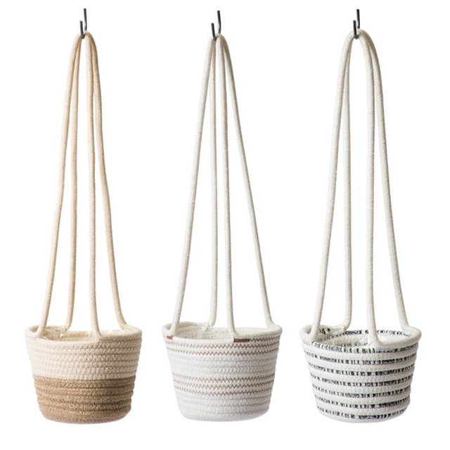 SuperMoss (54029 SoftWeave Hanging Planters for Indoor Plants 6″, Mixed Case, Set of 3, 6 inch Plant Flower Pots
