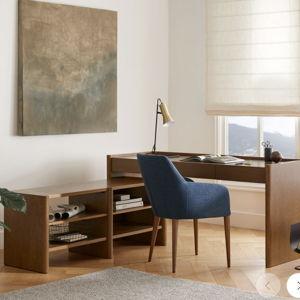 Torme L-Shape Office Desk Set - Smoked Oak