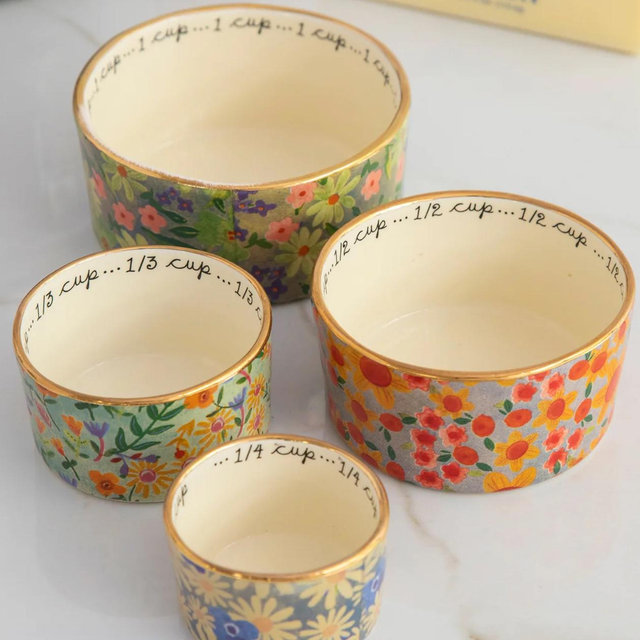 Ceramic Nesting Measuring Cups - Multi Floral