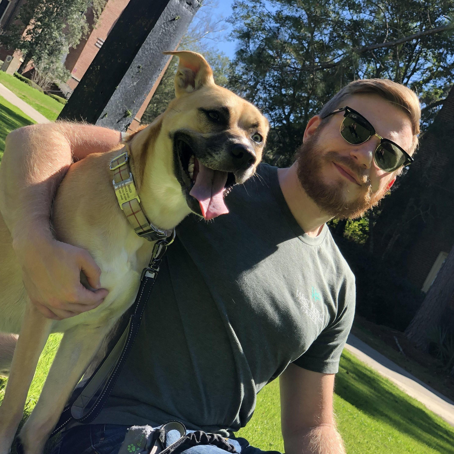 Priscilla & Brad fell in love on their walks with Bindi on campus.