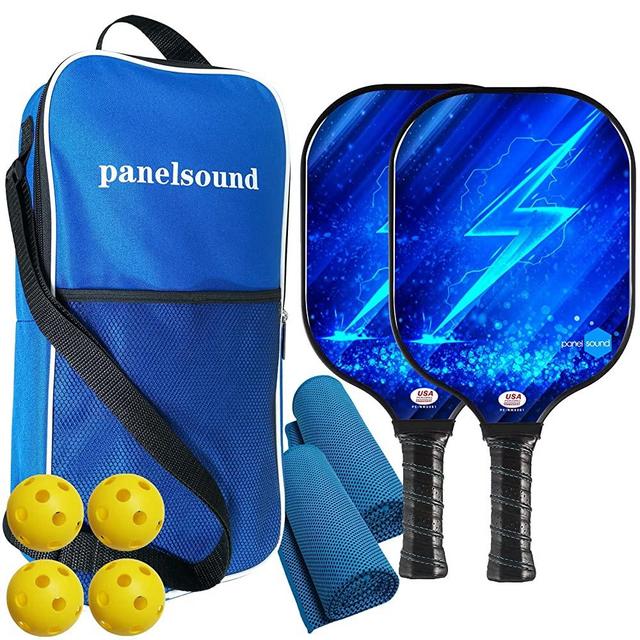 Panel Sound USAPA Approved Pickleball Paddle Lightweight Pickleball Paddles Set of 2,Pickleball Rackets Set, 1 Carrying Case, 2 Cooling Towels & 4 Indoor Balls