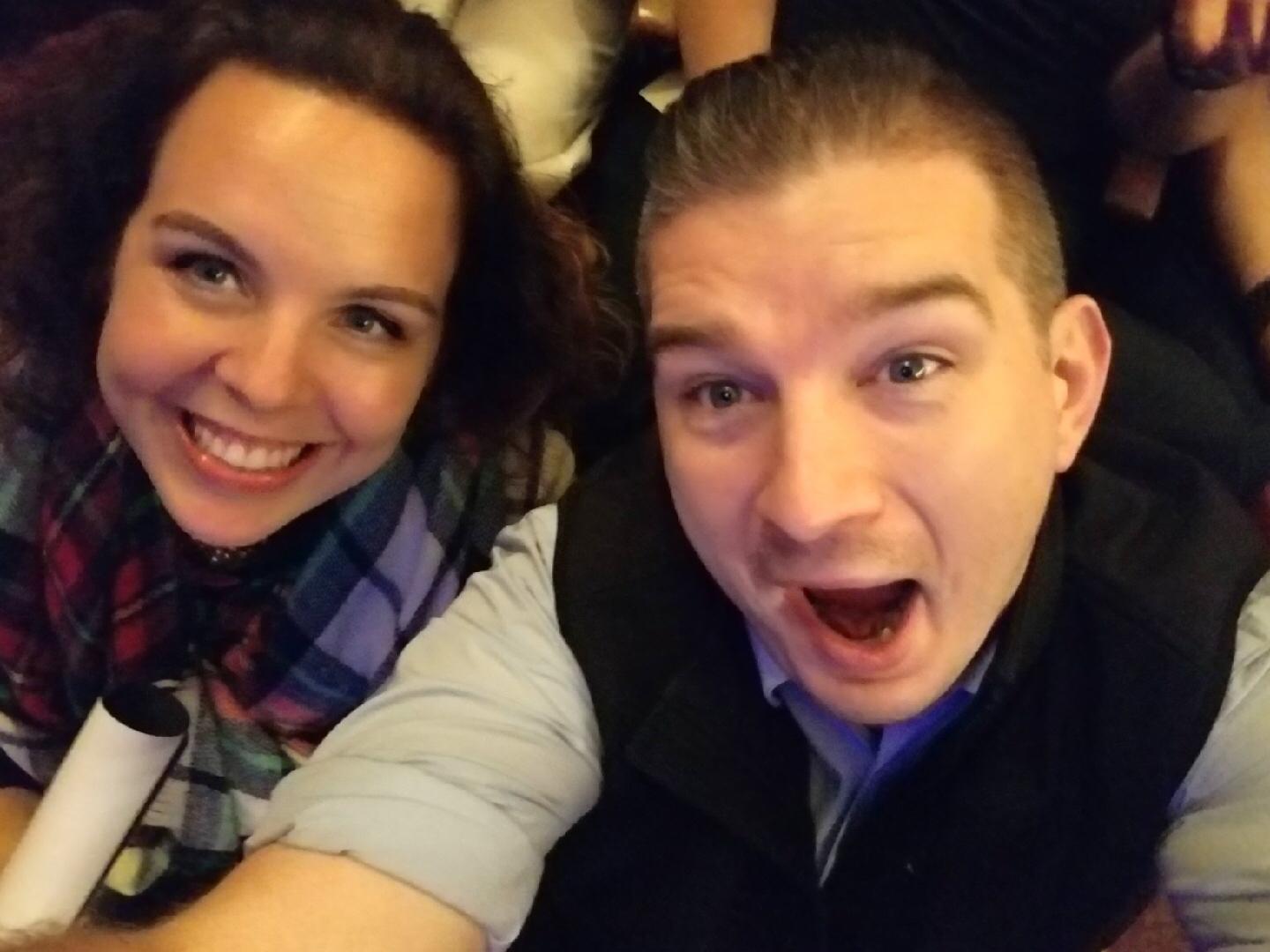 This might be our first selfie - at a podcast taping of My Brother, My Brother, and Me at the Chicago Theater