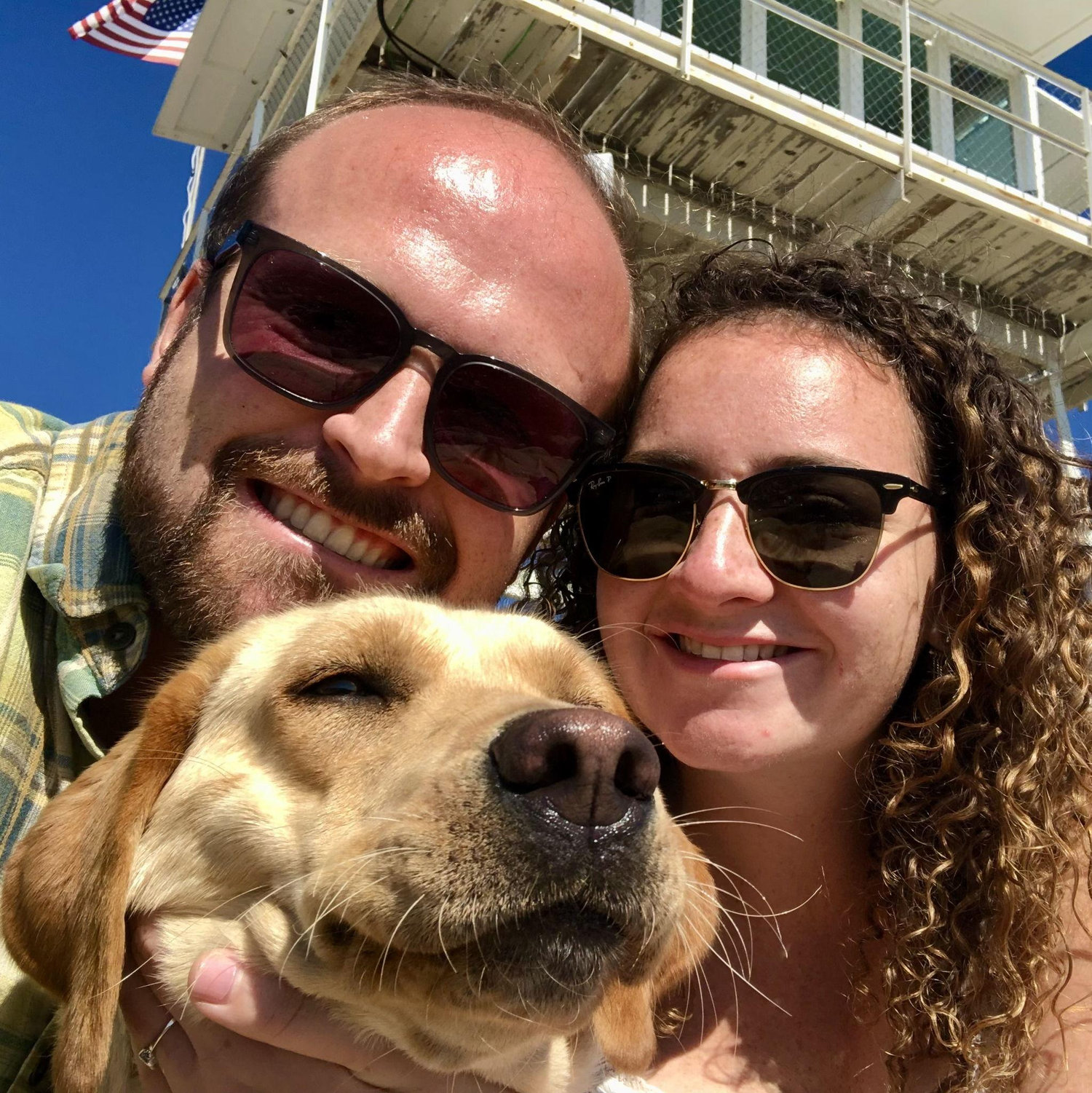 One of our many surf trips in San Diego with our dog A'luna.