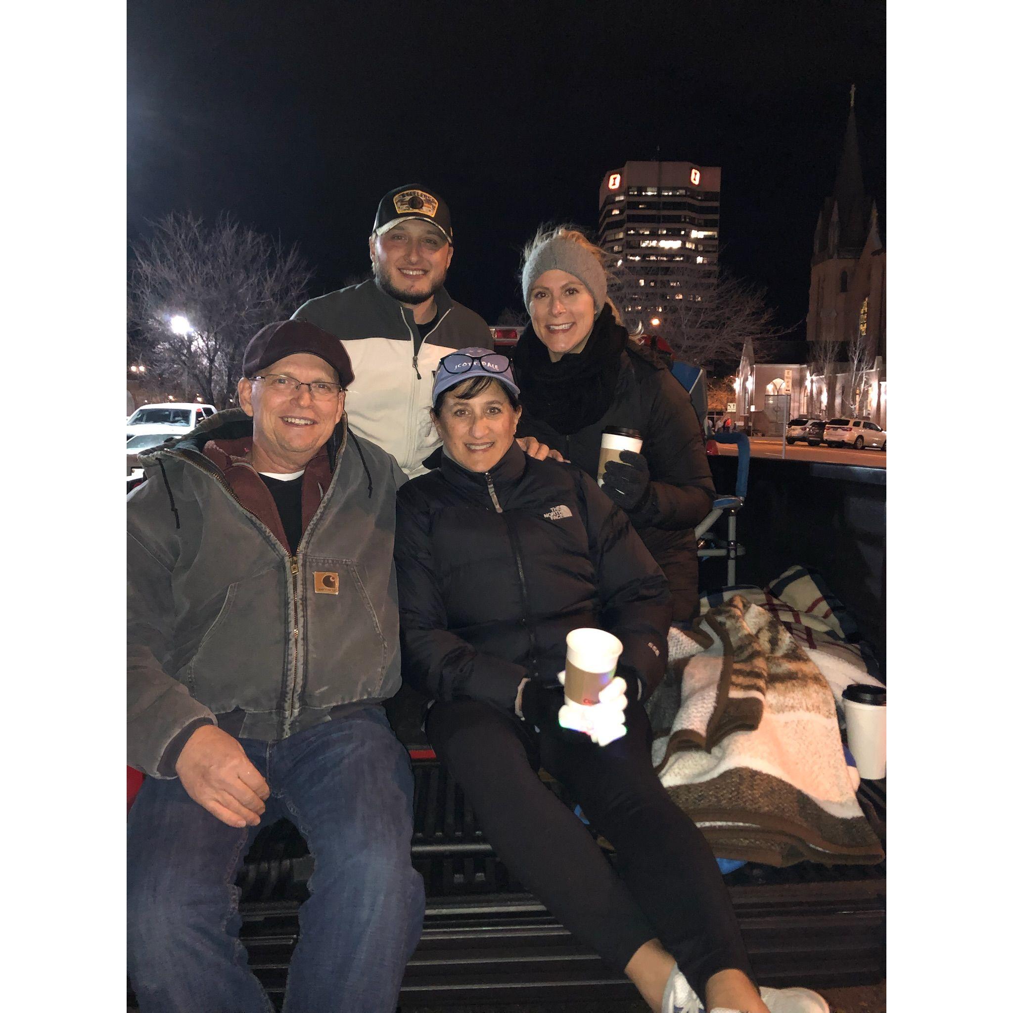 Christmas parade in Billings with Shads parents, Marty and Carla.