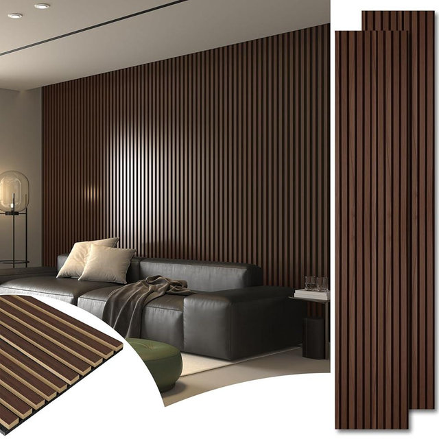 Art3d 104" x 15.75" (Pack Of 2) Wall Panel Wood, Dark Walnut