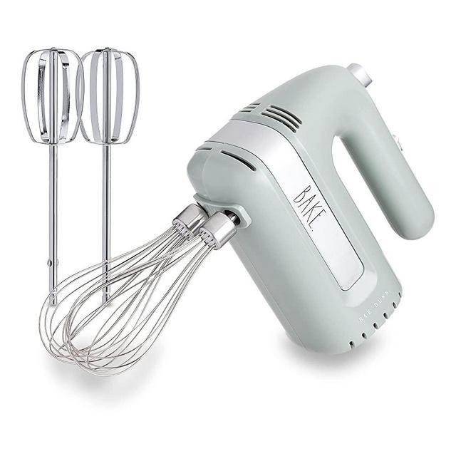 Electric Hand Mixer, Handheld Mixers for Kitchen, With Beaters and Whisk Attachments for Cooking and Baking, Lightweight Handmixer Labeled "BAKE" by Rae Dunn (Sage)